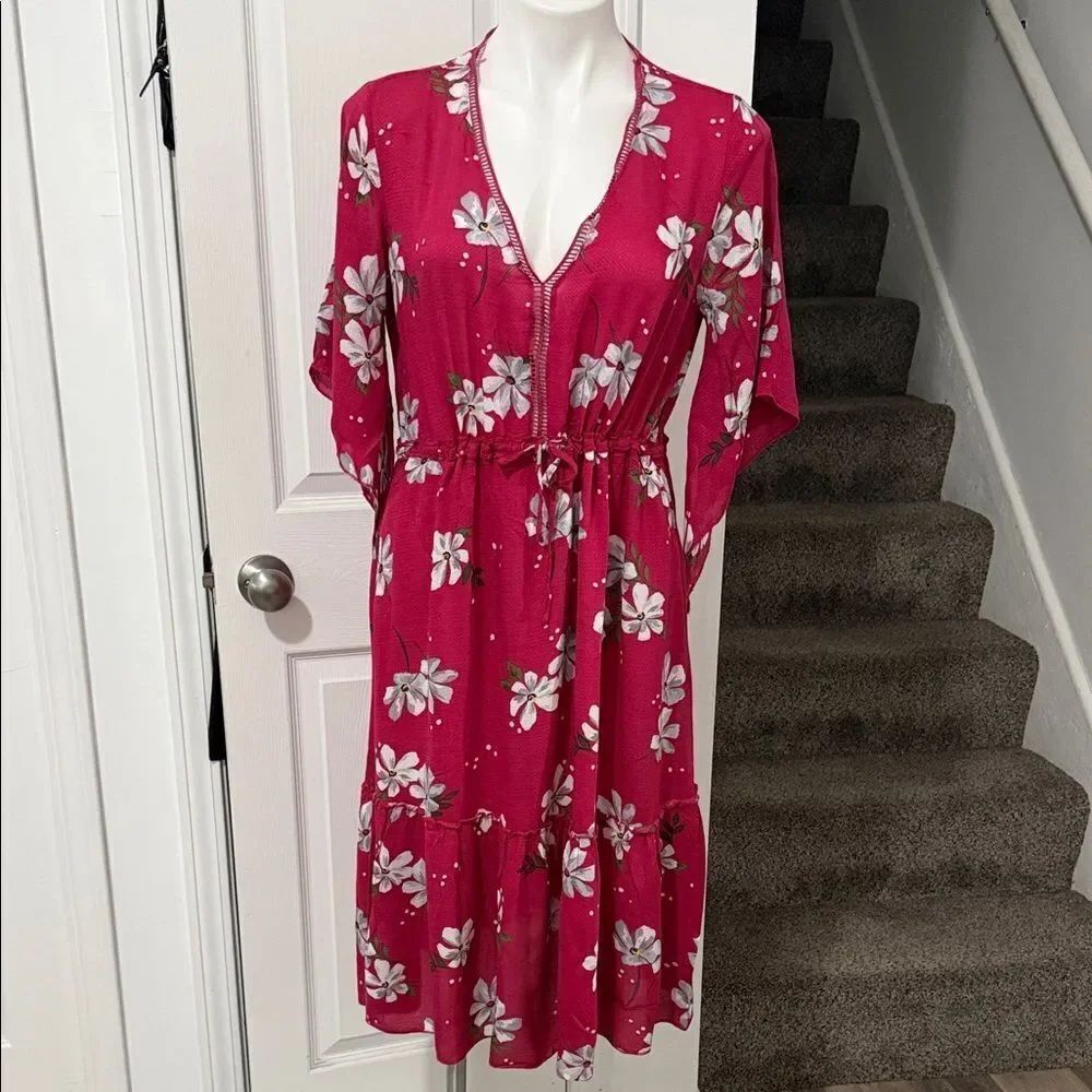 Lovestitch Fuchsia Floral Midi Dress Size Medium